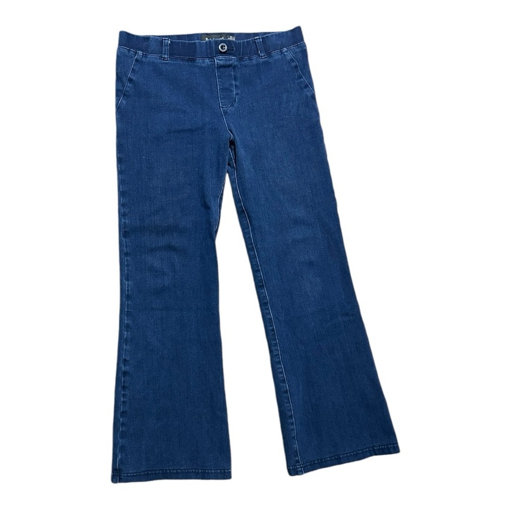 BETABRAND Women’s Blue Pull On Mid-Rise Flare Cropped Denim Jeans Size Small